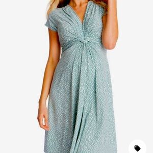 Seraphine Sage Dot Maternity Dress Size 6